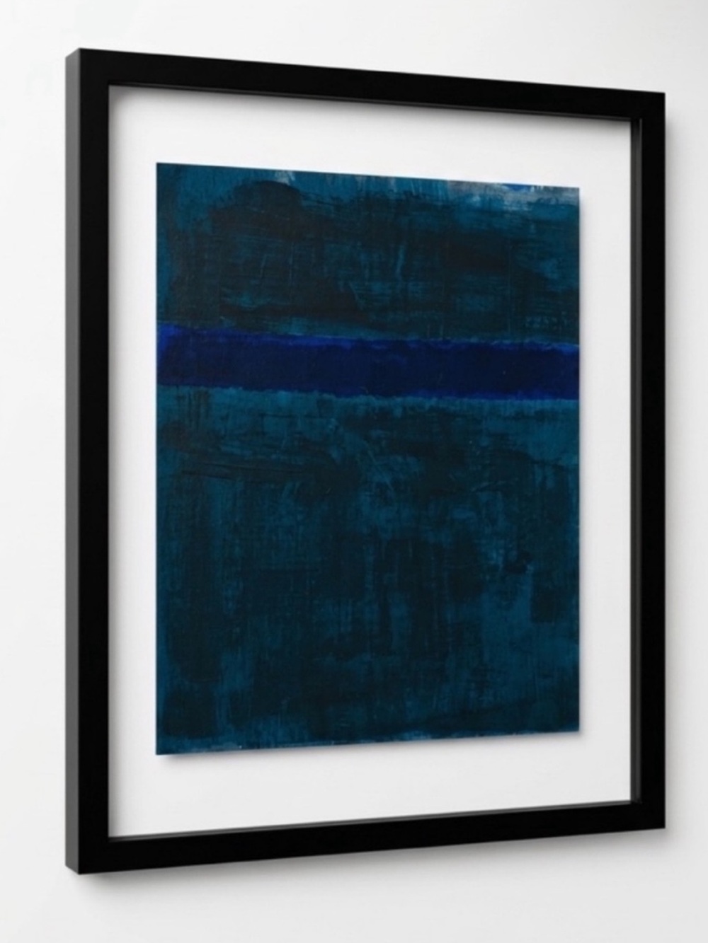 Project 62 Floating Gallery Frame & Moody Abstract Blue Green Giclée Print